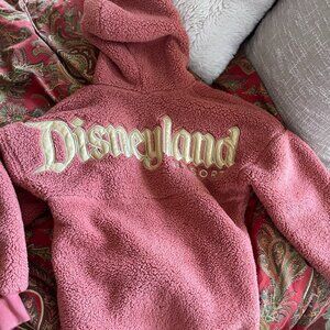 Disney Spirit Jersey Sherpa Hoodie Womens Sma Coral Disneyland Resort Fleece!!